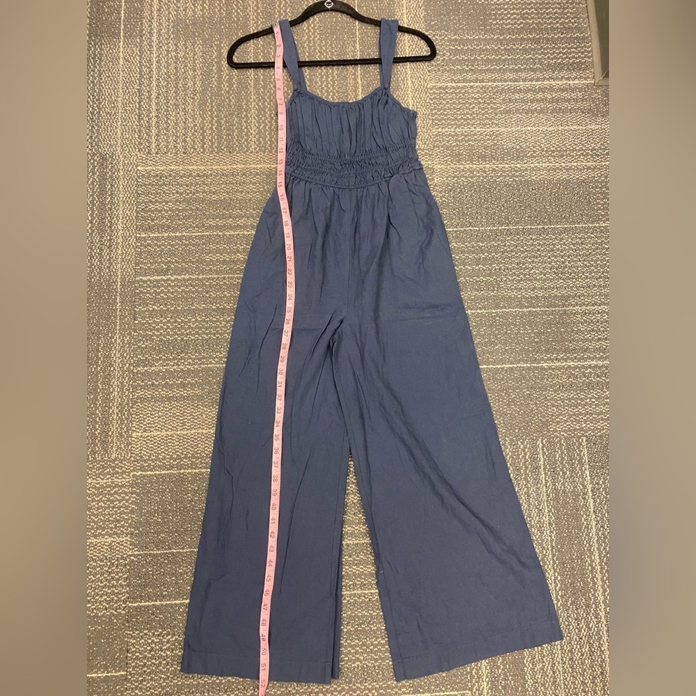 NWT Madewell Linen Blend Sophie Tank WideLeg Jumpsuit Size XXS Dark Baltic - Picture 12 of 15